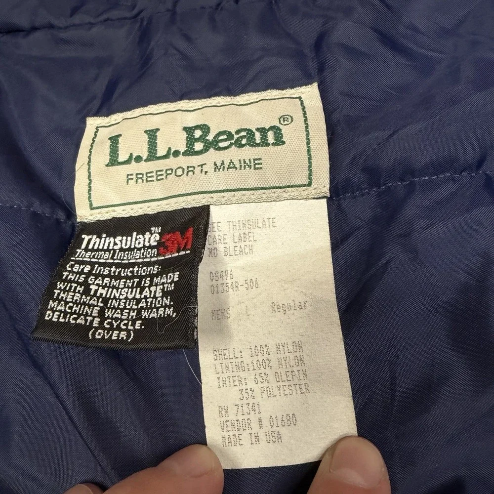 Vintage 90s LL Bean Jacket Mens Large Pullover Hooded Anorak Made In USA Red
